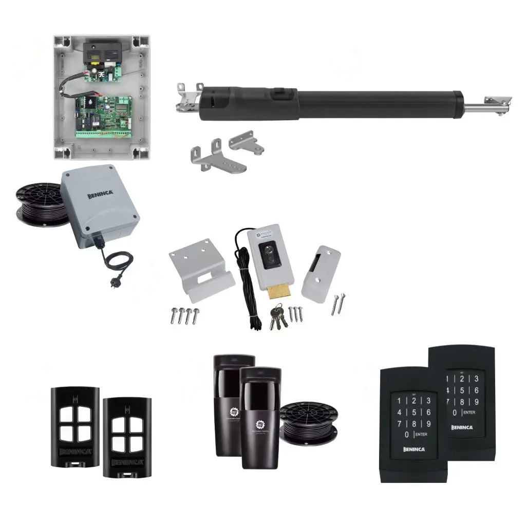 TOM 5 Telescopic Long Stroke ITALIAN Low Voltage 24V Automatic Swing Driveway Gate Opener 24 Volt Kit ROBUST Heavy Duty Design with TWO Keypads Entry Exit