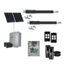 TOM 5 Telescopic Long Stroke ITALIAN Solar Powered Automatic Double Swing Driveway Gate Opener 24 Volt Kit ROBUST Heavy Duty Design for Trade Installers