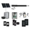 TOM 5 Telescopic Long Stroke ITALIAN Solar Powered Automatic Swing Driveway Gate Opener 24 Volt Kit ROBUST Heavy Duty Design with Keypad Entry Exit