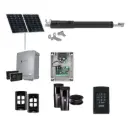 TOM 5 Telescopic Long Stroke ITALIAN Solar Powered Automatic Swing Driveway Gate Opener 24 Volt Kit ROBUST Heavy Duty Design with TWO Keypads Entry Exit