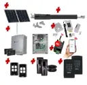 TOM 5 Telescopic Long Stroke ITALIAN Solar Powered Automatic Swing Driveway Gate Opener 24 Volt Kit ROBUST Heavy Duty Design with Wifi Mobile App Control and Keypad Entry Exit