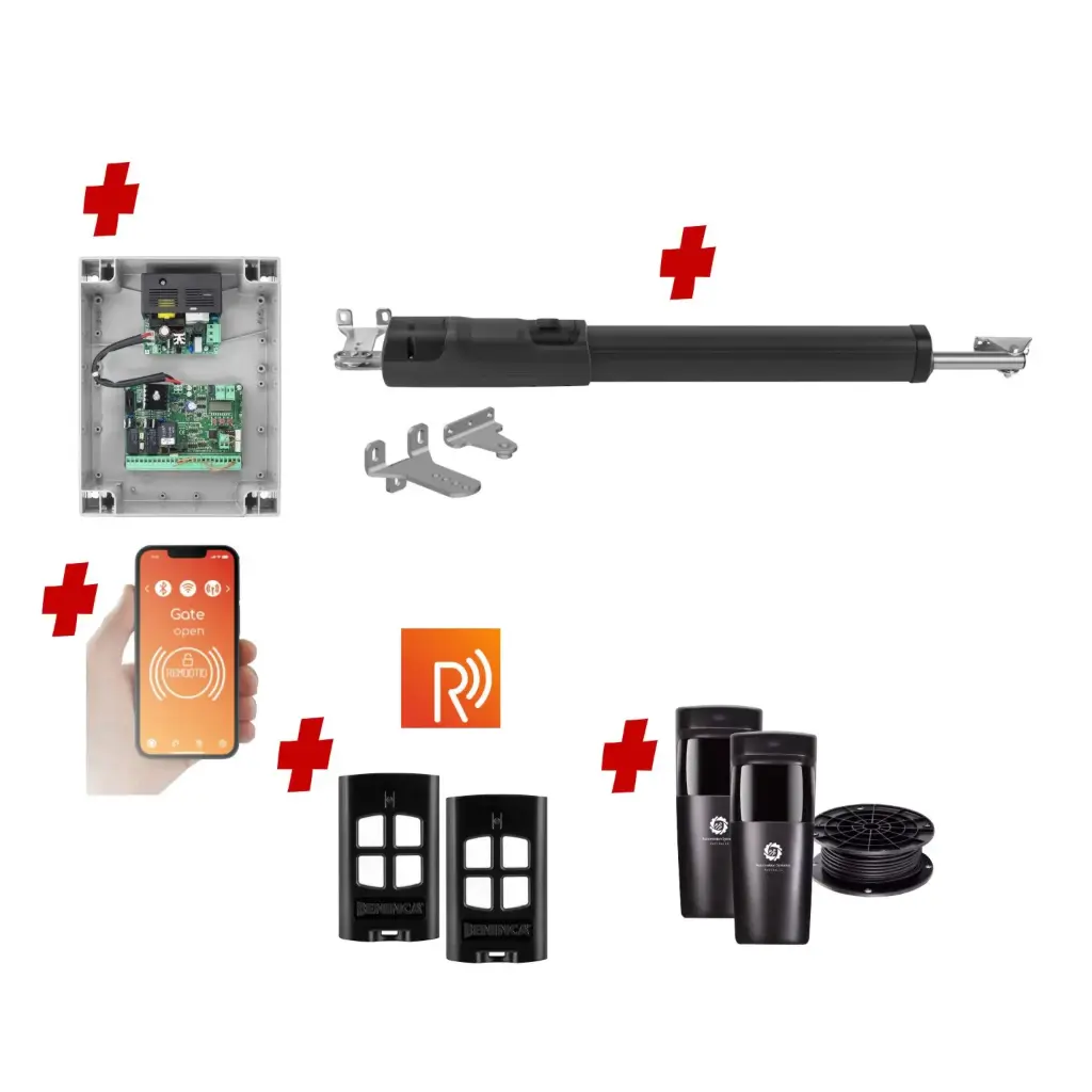 Remootio TOM 5 Telescopic Long Stroke ITALIAN Electric 24V Low Voltage Automatic Swing Driveway Gate Opener Kit ROBUST Heavy Duty Design for Trade Installers