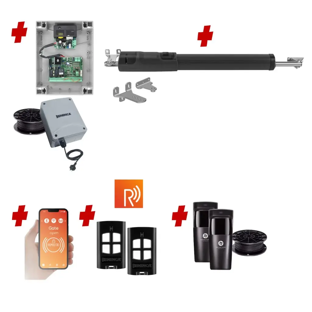 Remootio TOM 5 Telescopic Long Stroke ITALIAN Low Voltage 24V Automatic Swing Driveway Gate Opener 24 Volt Kit ROBUST Heavy Duty Design for Trade Installers
