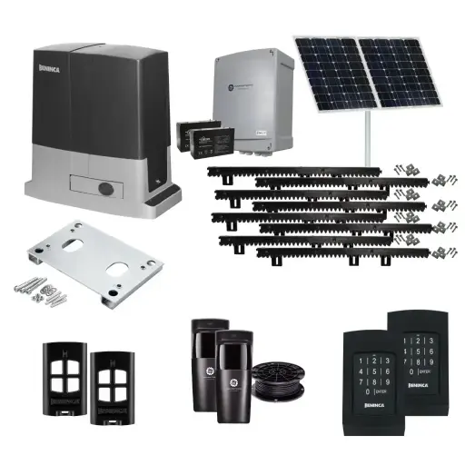 [BULL624-SOLAR-AP] Beninca BULL 624 Solar Powered Automatic Sliding Driveway Gate Opener 24 Volt Kit Heavy Duty POWERFUL Design with TWO Keypads Entry Exit