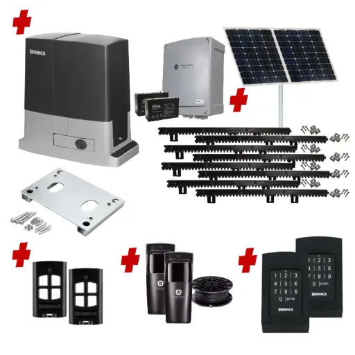 [BULL624-SOLAR-AP] Beninca BULL 624 Solar Powered Automatic Sliding Driveway Gate Opener 24 Volt Kit Heavy Duty POWERFUL Design with TWO Keypads Entry Exit