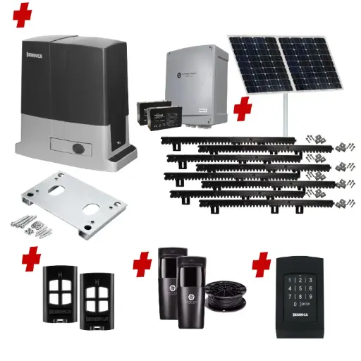 [BULL624-SOLAR-AS] Beninca BULL 624 Solar Powered Automatic Sliding Driveway Gate Opener 24 Volt Kit Heavy Duty POWERFUL Design with Keypad Pin Code