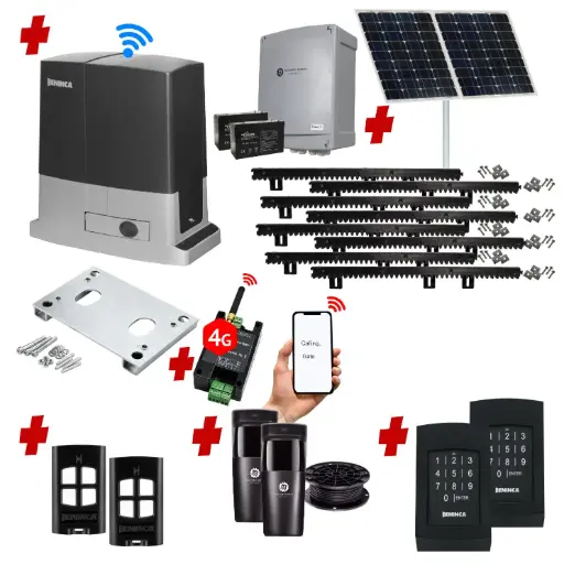 [BULL624-SOLAR-AU] Beninca BULL 624 Solar Powered Automatic Sliding Driveway Gate Opener 24 Volt Kit Heavy Duty POWERFUL Design with Wifi Mobile App Control and Keypad Entry Exit