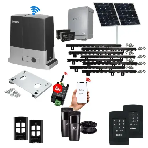 [BULL624-SOLAR-AU] Beninca BULL 624 Solar Powered Automatic Sliding Driveway Gate Opener 24 Volt Kit Heavy Duty POWERFUL Design with Wifi Mobile App Control and Keypad Entry Exit