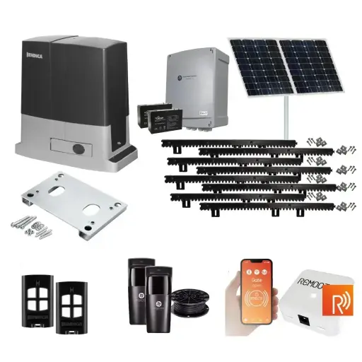 [BULL624-SOLAR-R] Remootio Beninca BULL 624 Solar Powered Automatic Sliding Driveway Gate Opener 24 Volt Kit Heavy Duty POWERFUL Design