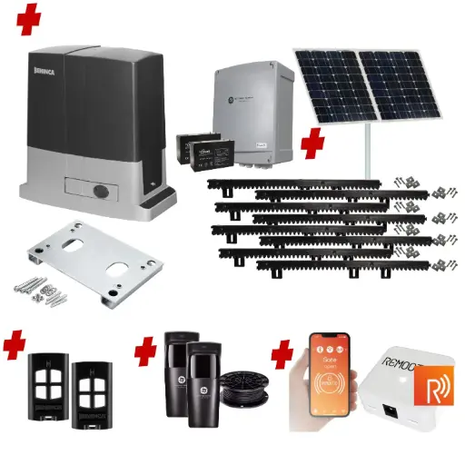 [BULL624-SOLAR-R] Remootio Beninca BULL 624 Solar Powered Automatic Sliding Driveway Gate Opener 24 Volt Kit Heavy Duty POWERFUL Design