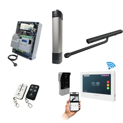 [STYLO-BD-1S-ZLX24-P-BK+IP2] STYLO Pedestrian Gate Operator KIT with Remote Controls and Mobile APP Intercom