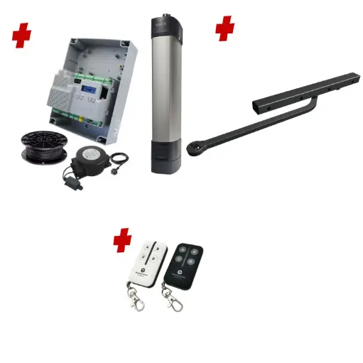 [STYLO-BD-1S-ZLX24-E-BK] STYLO Pedestrian Gate Operator KIT with Remote Control Operation (Low Voltage Cable Run)