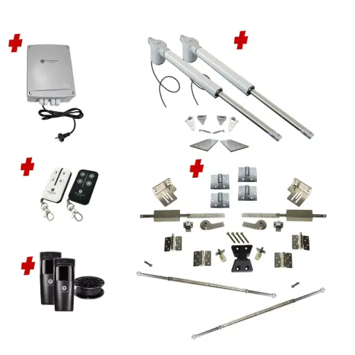 [V5-2D-P-I+BFOLD1.3-1.6] Bi Fold Double Swing Gate (4 Panel) 1.3-1.6m Each with Italian Made Viper 5 (Mains at the Gate)