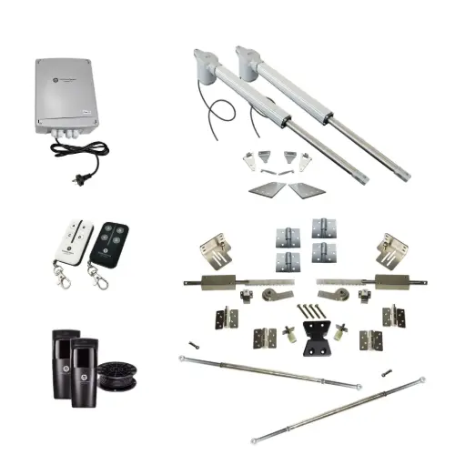 [V5-2D-P-I+BFOLD1.3-1.6] Viper 5 Automatic Dual Swing Driveway Gate Opener Kit - Italian, Mains Powered, Linear Actuator, Long Stroke, with Safety Photocells