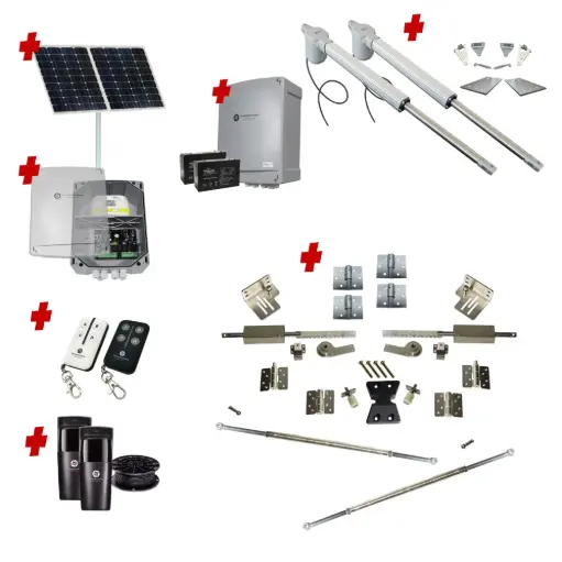[V5-2D-SOLAR-I+BFOLD1.3-1.6] Bi Fold Double Swing Gate (4 Panel) 1.3-1.6m Each with Italian Made Viper 5 (Standalone Solar)