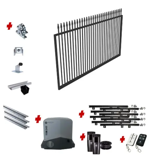 [CUSTOM-SLIDING-SPEAR-KIT] Custom Spear Top Sliding Gate (Steel) With Hardware and Automation