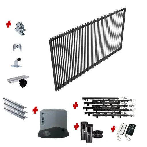 [CUSTOM-SLIDING-ANGLE-BLADE-KIT] Custom Angled Blade Sliding Gate (Aluminium) With Hardware and Automation