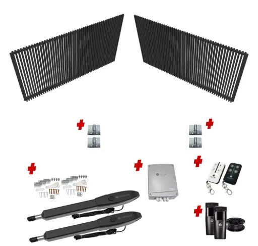 [CUSTOM-SWING-BATTEN-KIT] Custom Batten DOUBLE Swing Gate (Aluminium) (40x40 Batten - 30mm gaps) With Hinges and Automation