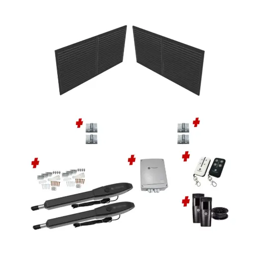 [CUSTOM-SWING-HOR-SLAT-KIT] Custom Horizontal Slat DOUBLE Swing Gate (Aluminium) With Hinges and Automation
