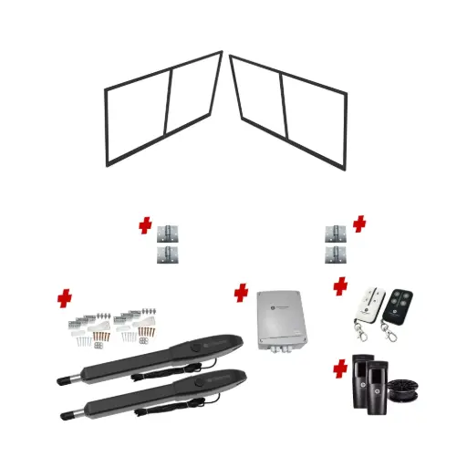 [CUSTOM-SWING-FRAME-STEEL-KIT] Custom DOUBLE Swing Gate Frame (Steel) With Hinges and Automation