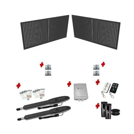 [CUSTOM-SWING-VER-SLAT-KIT] Custom Vertical Slat DOUBLE Swing Gate Gate (Aluminium) With Hinges and Automation
