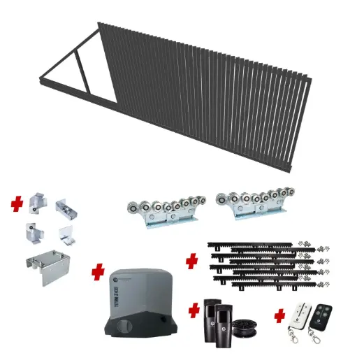 [CUSTOM-CANTILEVER-ANGLE-BLADE-KIT] Custom Angled Blade CANTILEVER Sliding Gate (Steel) With Hardware and Automation