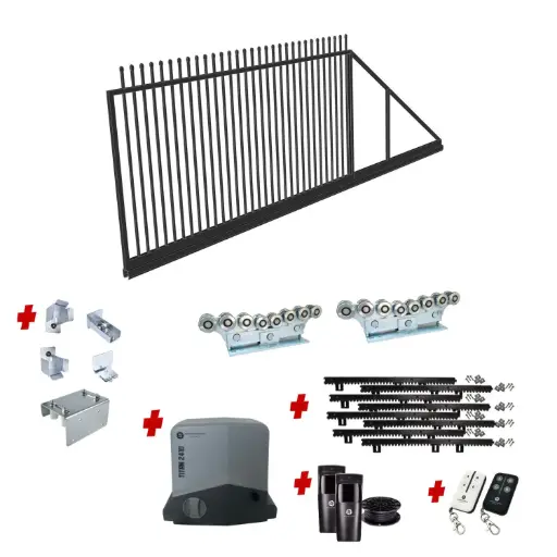 [CUSTOM-CANTILEVER-SPEAR-KIT] Custom CANTILEVER Pressed Spear Sliding Gate (Steel) With Hardware and Automation