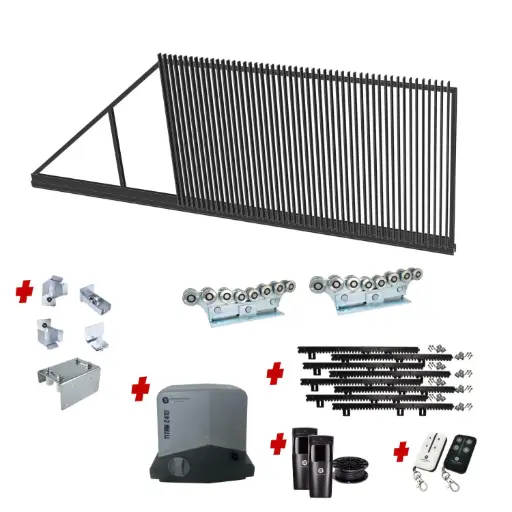 [CUSTOM-CANTILEVER-VERT-BLADE-KIT] Custom CANTILEVER Vertical Blade Sliding Gate (Steel) With Hardware and Automation