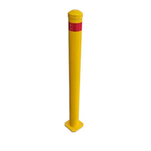 [BOLLARD90-1000F] 90mm Fixed Bollard Heavy Duty 3mm Wall - 12mm (115x115mm) base plate - Hot Dipped Galvanized Powder Coated Safety Yellow