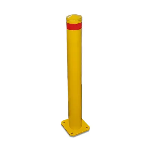 [BOLLARD115-1000F] 115mm Fixed Bollard Heavy Duty 3mm Wall - 12mm base plate (200x200) - Hot Dipped Galvanized Powder Coated Safety Yellow