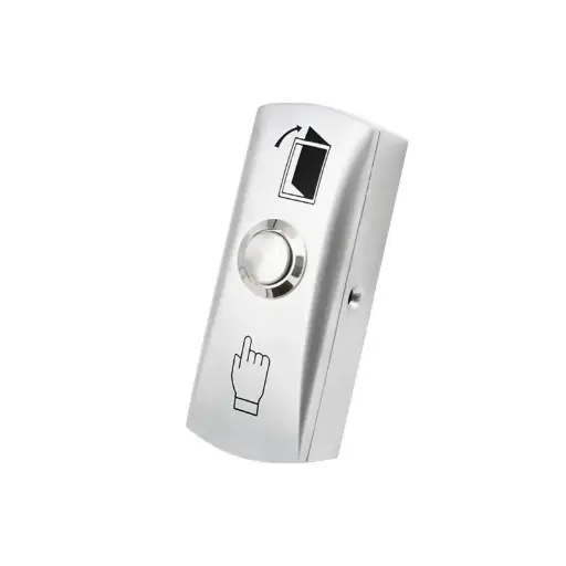 [PB-PRESS-SLIM] Slimline Surface Mount Aluminium WIRED Egress Press Button for Access Control and Intercom Systems NO Circuit (With Aluminium Backing Box)