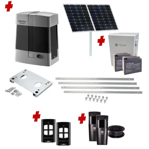 [BULL1224TURBO-SOLAR-CI2] Extra Heavy Duty COMMERCIAL GRADE Automatic Sliding Gate With BULL1224 TURBO SOLAR POWERED Sliding Gate Motor Kit (1200G/10M MAX) 