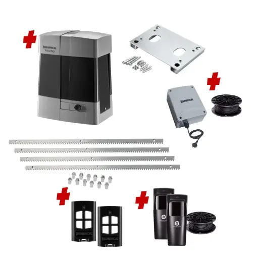 [BULL1224TURBO-E-CI2] Extra Heavy Duty COMMERCIAL GRADE Automatic Sliding Gate With BULL1224 TURBO LOW VOLTAGE Sliding Gate Motor Kit (1200G/10M MAX)