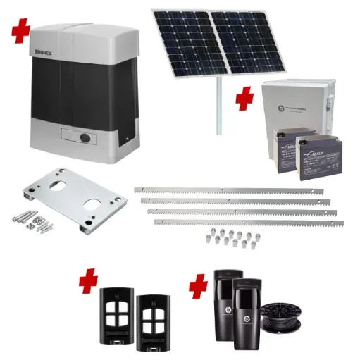 [BULL1524SE-SOLAR-CI2] Beninca Bull 1524 Solar Powered Automatic Sliding Driveway Gate Opener Kit - Italian, 1500kg, Sliding Gate Motor, Commercial Grade