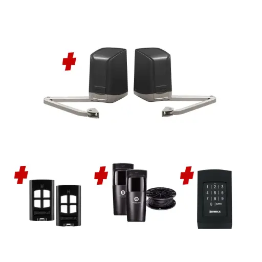 [SAM-2D-P-AS] SAM Articulating Arm ITALIAN Electric 24V Low Voltage Automatic Double Swing Driveway Gate Opener Kit with Keypad Pin Code