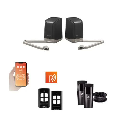 [SAM-2D-P-R] Remootio SAM Articulating Arm ITALIAN Electric 24V Low Voltage Automatic Double Swing Driveway Gate Opener Kit