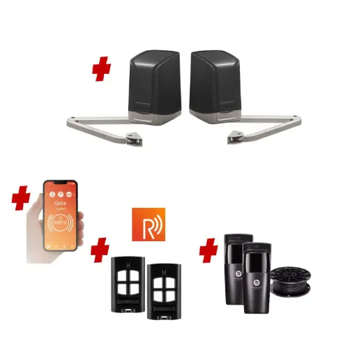 [SAM-2D-P-R] Remootio SAM Articulating Arm ITALIAN Electric 24V Low Voltage Automatic Double Swing Driveway Gate Opener Kit