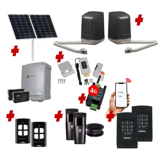 [SAM-2D-SOLAR-AU] SAM Articulating Arm ITALIAN Solar Powered Automatic Double Swing Driveway Gate Opener 24 Volt Kit Design with Wifi Mobile App Control and Keypad Entry
