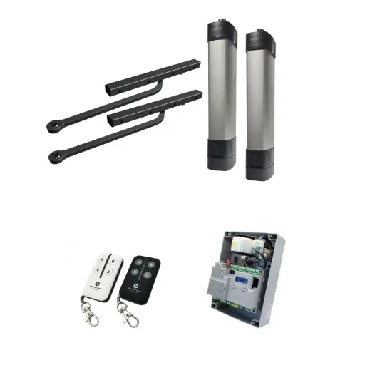 [STYLO-BD-2D-ZLX24-P-BK] Double Swing Gate Automation Base Kit Ultra Slim STYLO BD Channel Arm System with encoder Made In Italy