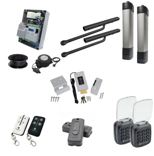 [STYLO-BD-2D-ZLX24-E-AP] Double Swing Gate Automation Access Pro Kit Ultra Slim STYLO BD Channel Arm System with encoder Made In Italy