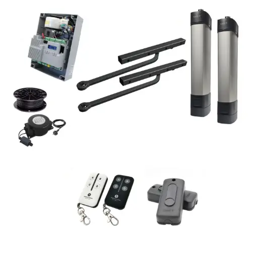 [STYLO-BD-2D-ZLX24-E-I] Double Swing Gate Automation Installer and Trade Kit Ultra Slim STYLO BD Channel Arm System with encoder Made In Italy