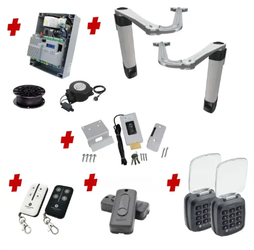 [STYLO-BS-2D-ZLX24-E-AP] Double Swing Gate Automation Access Pro Kit Ultra Slim STYLO BS Articulating Arm System with encoder Made In Italy