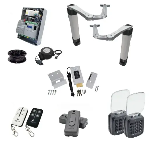 [STYLO-BS-2D-ZLX24-E-AP] Double Swing Gate Automation Access Pro Kit Ultra Slim STYLO BS Articulating Arm System with encoder Made In Italy