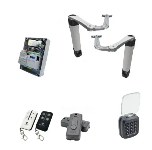 [STYLO-BS-2D-ZLX24-P-AS] Double Swing Gate Automation Access Secure Kit Ultra Slim STYLO BS Articulating Arm System with encoder Made In Italy