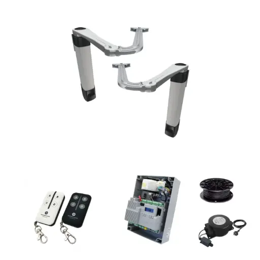 [STYLO-BS-2D-ZLX24-E-BK] Double Swing Gate Automation Base Kit Ultra Slim STYLO BS Articulating Arm System with encoder Made In Italy