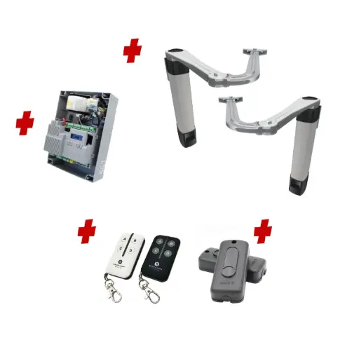 [STYLO-BS-2D-ZLX24-P-I] Double Swing Gate Automation Installer and Trade Kit Ultra Slim STYLO BS Articulating Arm System with encoder Made In Italy
