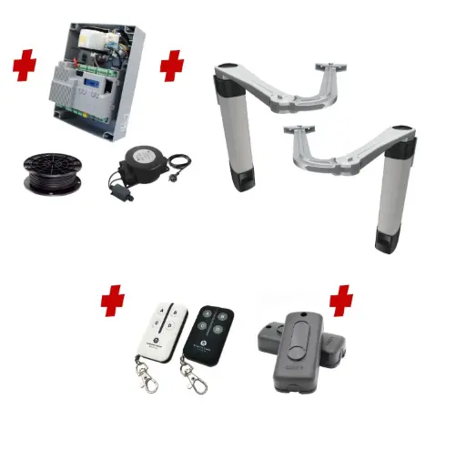 [STYLO-BS-2D-ZLX24-E-I] Double Swing Gate Automation Installer and Trade Kit Ultra Slim STYLO BS Articulating Arm System with encoder Made In Italy