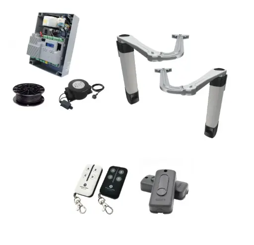 [STYLO-BS-2D-ZLX24-E-I] Double Swing Gate Automation Installer and Trade Kit Ultra Slim STYLO BS Articulating Arm System with encoder Made In Italy