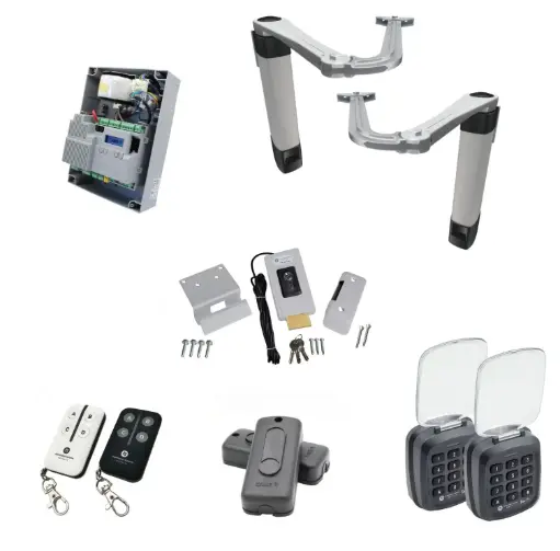[STYLO-BS-2D-ZLX24-P-AP] Double Swing Gate Automation Access Pro Kit Ultra Slim STYLO BS Articulating Arm System with encoder Made In Italy