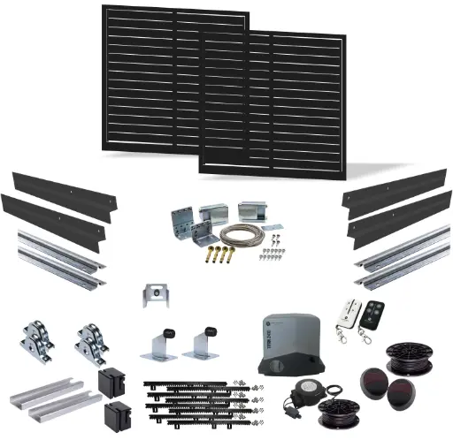 [FRAME12-2385 x2-ALUCLAD-TELESCOPIC-TITAN2410-E-I] 4m Opening (1200H) Horizontal Slat Low Voltage Telescopic Sliding Gate Kit